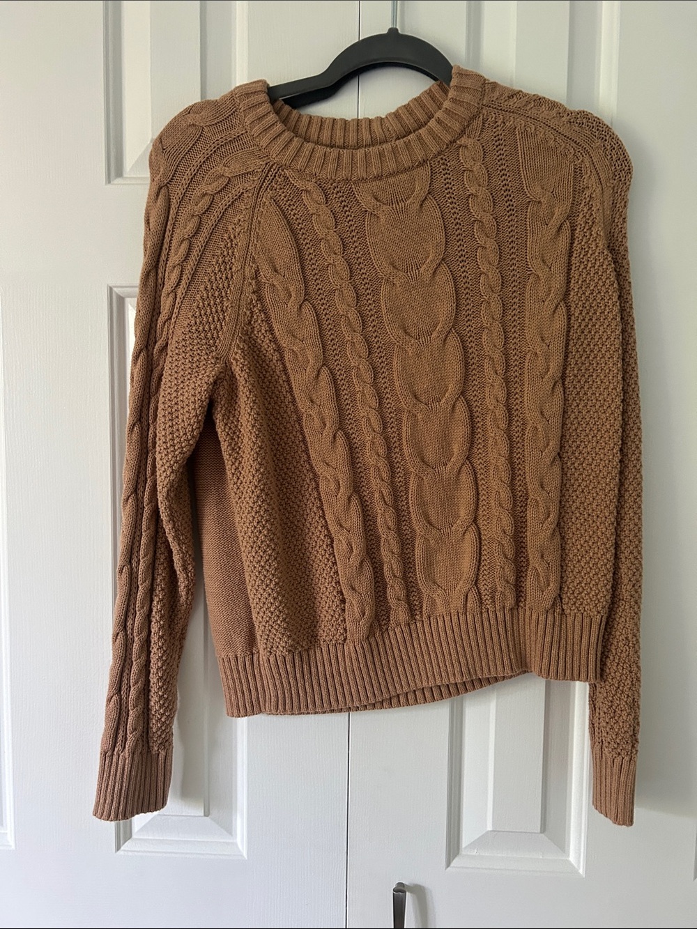 GAP Cable Knit Crewneck Sweater - Camel Brown